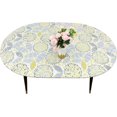 thumbnail image 1 of GFDYREE Oval Tablecloth Vinyl Fitted Elastic Edge with Flannel Backing - Abstract Floral - Waterproof Wipeable Table Cover -Fits Tables up to 48" W x 68" L, 1 of 7