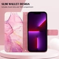 thumbnail image 4 of Allytech Moto Edge 20 Lite Case Wallet,Stylish Marble Folding Kickstand Full Body Protection Shockproof Cards Pocket Wrist Strap Wallet Cover for Motorola Moto Edge 20 Lite - Pink Marble, 4 of 7
