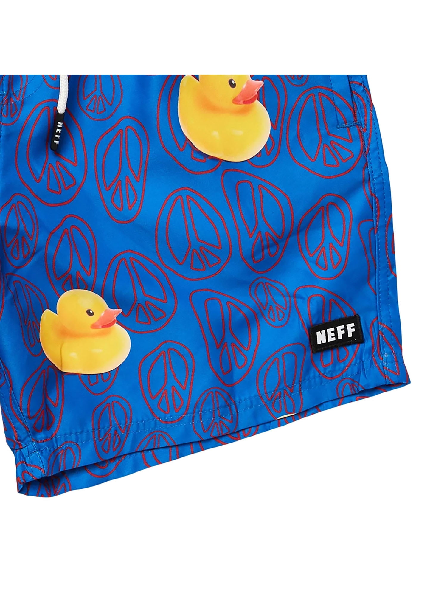 NEFF Men's Blue Ducky Peace Sign Daily Hot Tub Board Shorts for Swimming