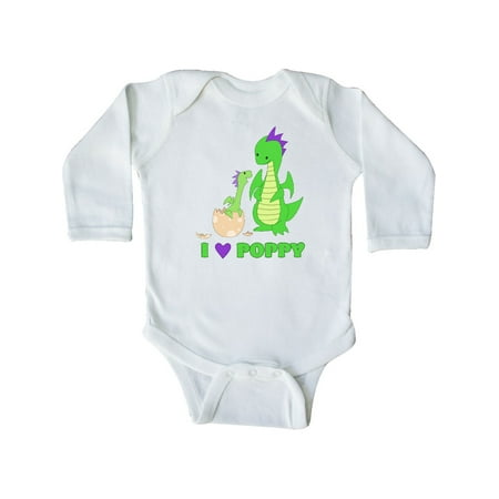 

Inktastic I Love Poppy Gift Baby Boy or Baby Girl Long Sleeve Bodysuit