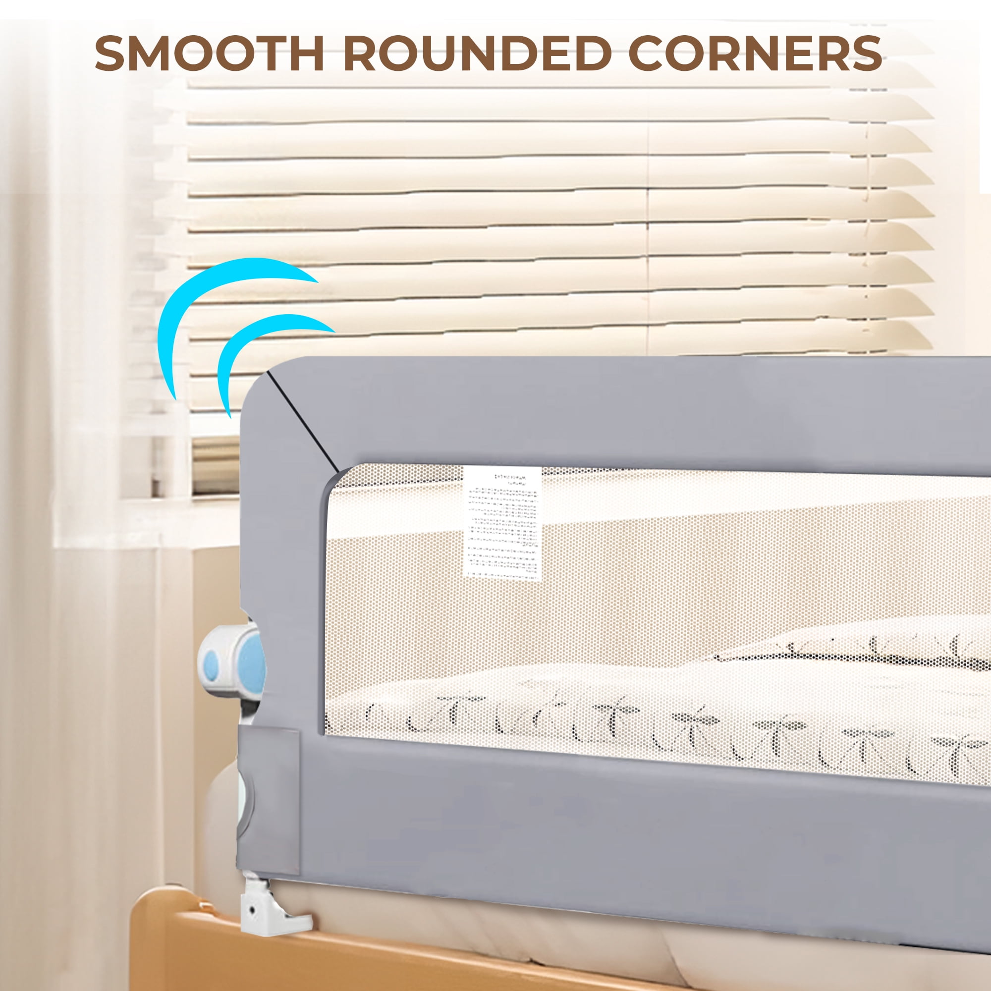 RUPOUN Toddler Bed Rail for Kids, Swing Down Safety Guardrail, Universal Fit for Full, Queen and Adult Mattresses, Easy Installation
