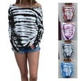 thumbnail image 4 of Top casual para mujer, estampado floral, cuello con hombros descubiertos, manga larga, para levantamiento diario y al aire libre, negro M, 4 of 6