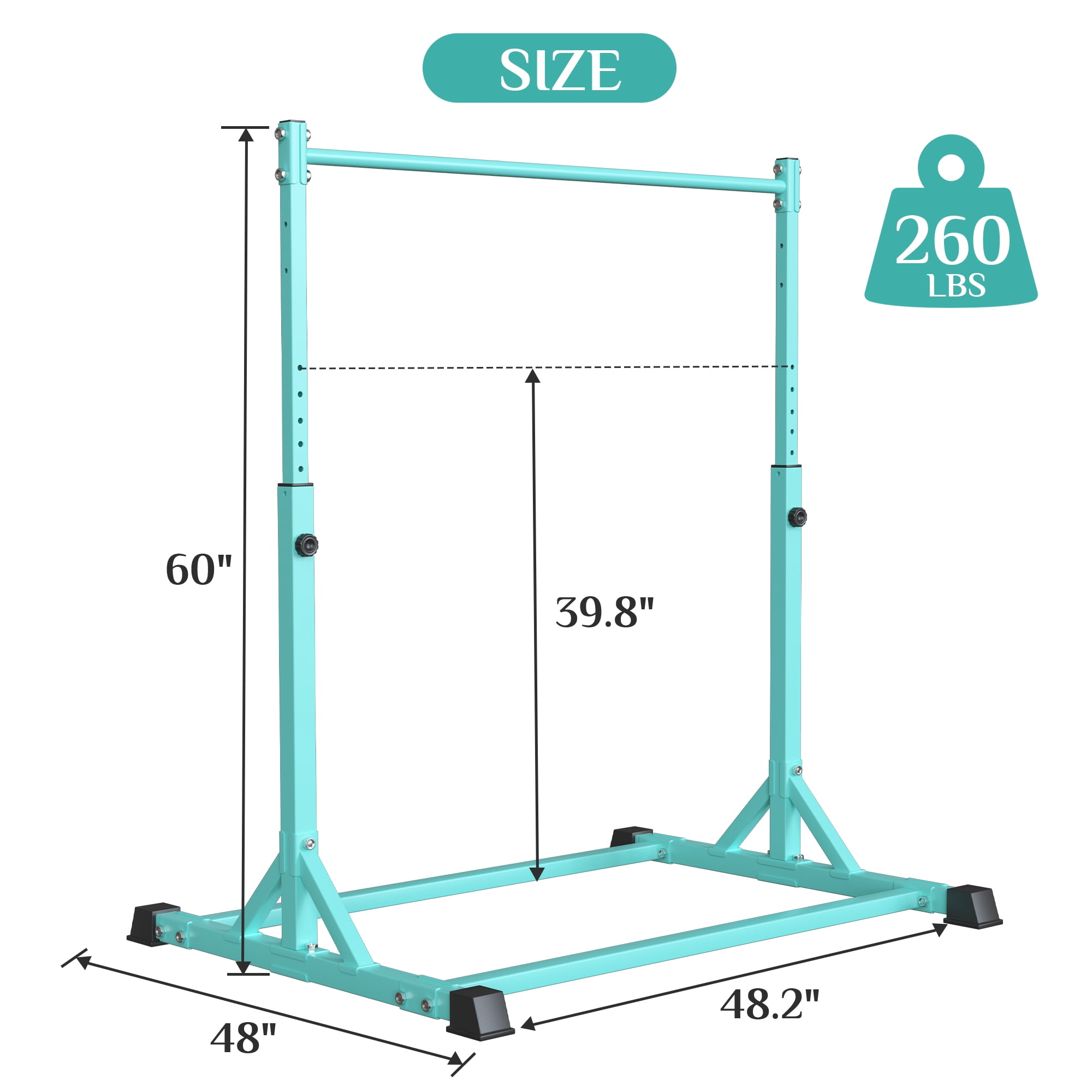 Primy 230LBS Gymnastics Bar for Kids, 39~61inches Adjustable Height Gymnastic Horizontal Bars, Stable Gymnastics Equipment Junior Training Bar for Home Using for Children