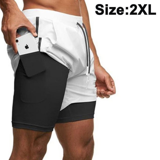 1 Uds. Pantalones cortos de entrenamiento 2 en 1 para hombre, pantalones cortos ligeros para gimnasio, entrenamiento de Yoga, boxeo, deportes, pantalones cortos con bucle de toalla