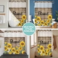 thumbnail image 5 of No Hook Shower Curtain with Snap in Liner, Watercolor Sunflower Blessed Quote Waterproof Bath Curtain Double Layers with See Through Top Window, Farm Brown Wood Board Hotel Shower Curtains 36x72in, 5 of 9
