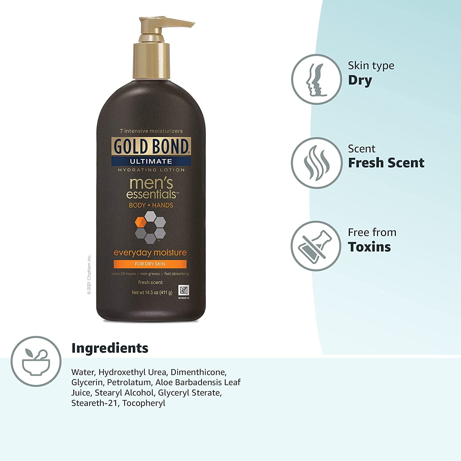Gold Bond Ultimate Men's Everyday Essentials Hydrating Cream, 6.5 Oz - 24 Hour Moisture