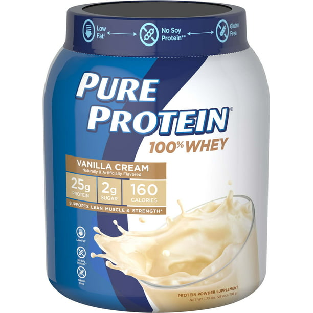 snap fundament Richtlijnen Pure Protein 100% Whey Protein Powder, Vanilla Cream, 25 g Protein, 1.75  lbs - Walmart.com