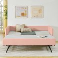 thumbnail image 2 of Miekor Furniture Daybed with Twin Size Pop-up Trundle Upholstered Tufted Sofa Bed, Twin Size, Boucle Fabric (83"x43"x29.5") No3951, 2 of 9