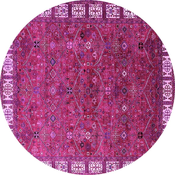Ahgly Company Indoor Round Oriental Pink Industrial Area Rugs, 5' Round