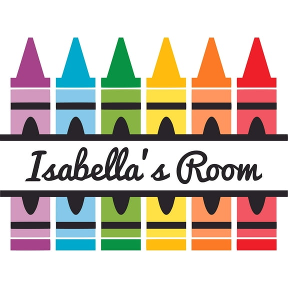 Crayons Coloring Pencils Coloring Customized Wall Decal - Custom Vinyl Wall Art - Personalized Name - Baby Girls Boys Kids Bedroom Wall Decal Room Decor Wall Stickers Decoration Size (15x30 inch)