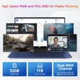 thumbnail image 3 of 17.3" FHD High-performance laptop, Windows 11, Conference camera, Type-C 65W PD fast charger, Intel i3-1215U 32GB 1TB SSD, Lightweight Business Computer, fingerprint, Backlit keyboard, 3 of 9