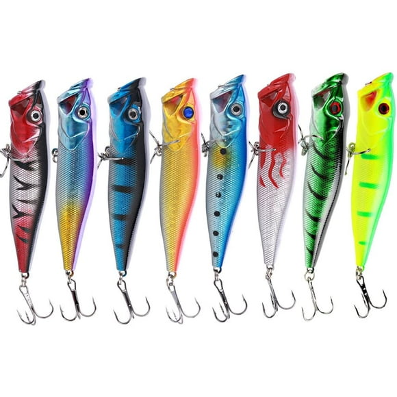 10Pack Fishing Lures Large Hard Bait Minnow VIB Lure with Treble Hook Life-Like Swimbait Fishing Bait Popper Crankbait Vibe Sinking Lure for Bass Trout Walleye Redfish