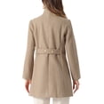 thumbnail image 3 of Abrigos de trench de invierno Inspire Chic para mujer, abrigo de doble botonadura con cuello de pie, XL, marrón, 3 of 6