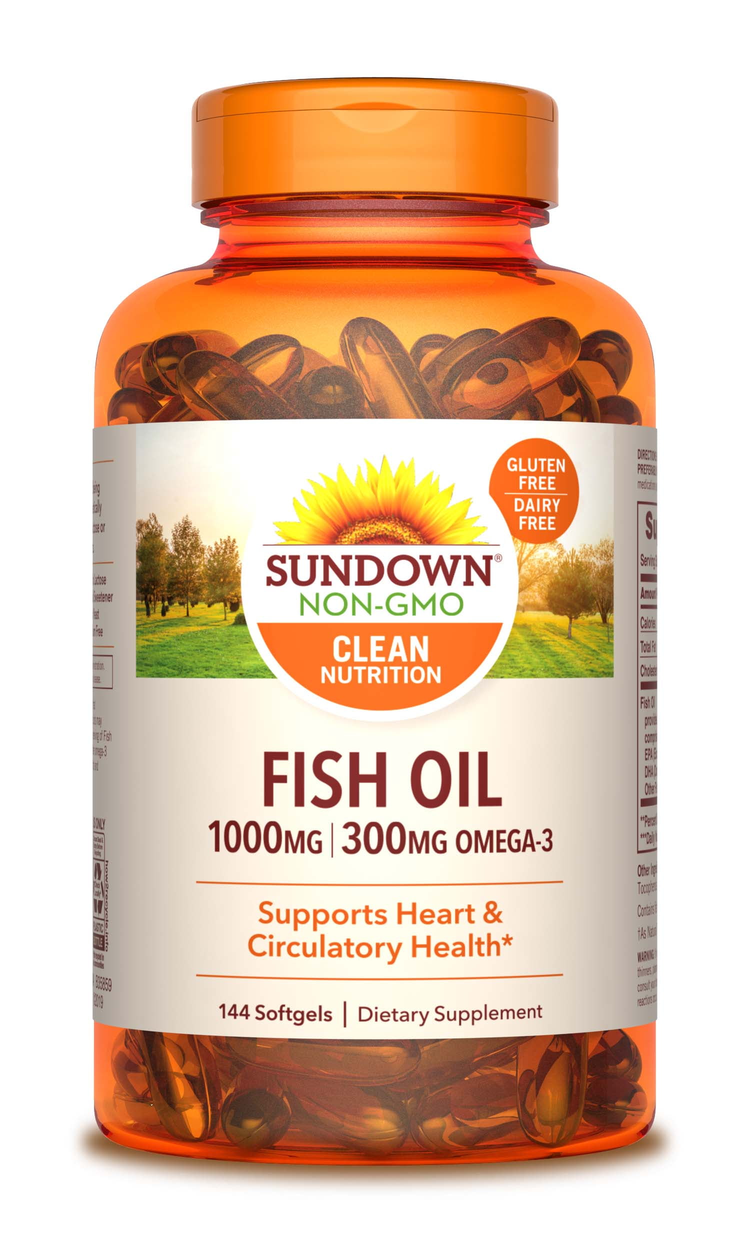 Sundown Naturals Omega 3 Fish Oil, 1000 mg, Softgels, 144 Ct