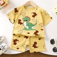 thumbnail image 2 of Quealent Toddler Boy 2-Piece Short Set Short Sleeve Dinosaur Print T-Shirt and Shorts Casual Outfits 6M-8T (Yellow, 3-4 Years), 2 of 5