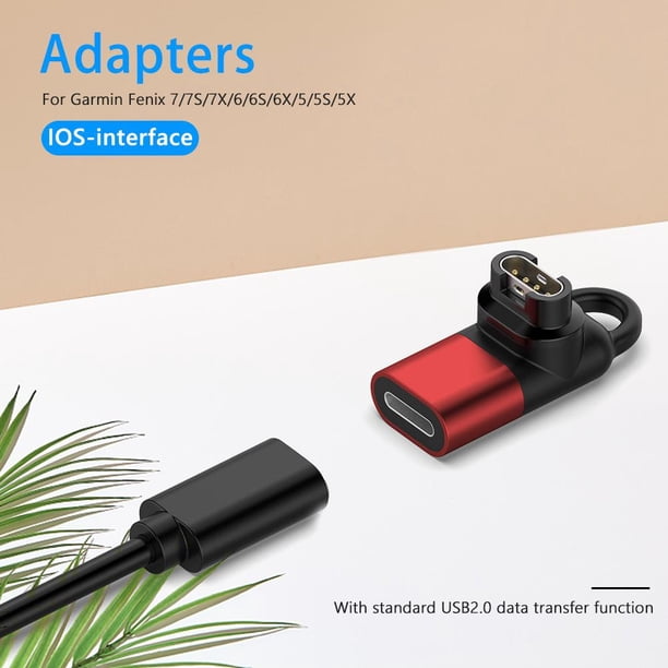 Reloj Cargador Adaptador IOS Hembra para Garmin Fenix 7/7S/7X/6/6S/6X (Rojo)