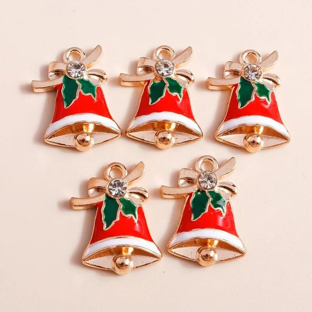 10 Uds. De dijes de Navidad esmaltados mezclados, sombreros de estrella de Noel, colgantes de Papá Noel para hacer joyería Diy, accesorios para hacer collares y pendientes