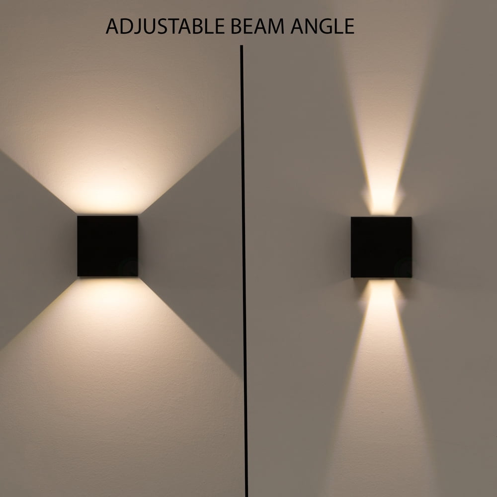 Modern Wall Sconce LED Waterproof Wall Lamp Aluminum with Adjustable Beam 10-Watt 4000K Cool White Indoor Outdoor for Bathroom Bedroom Corridor Living Room Stairs and Garden, Black Set of 4