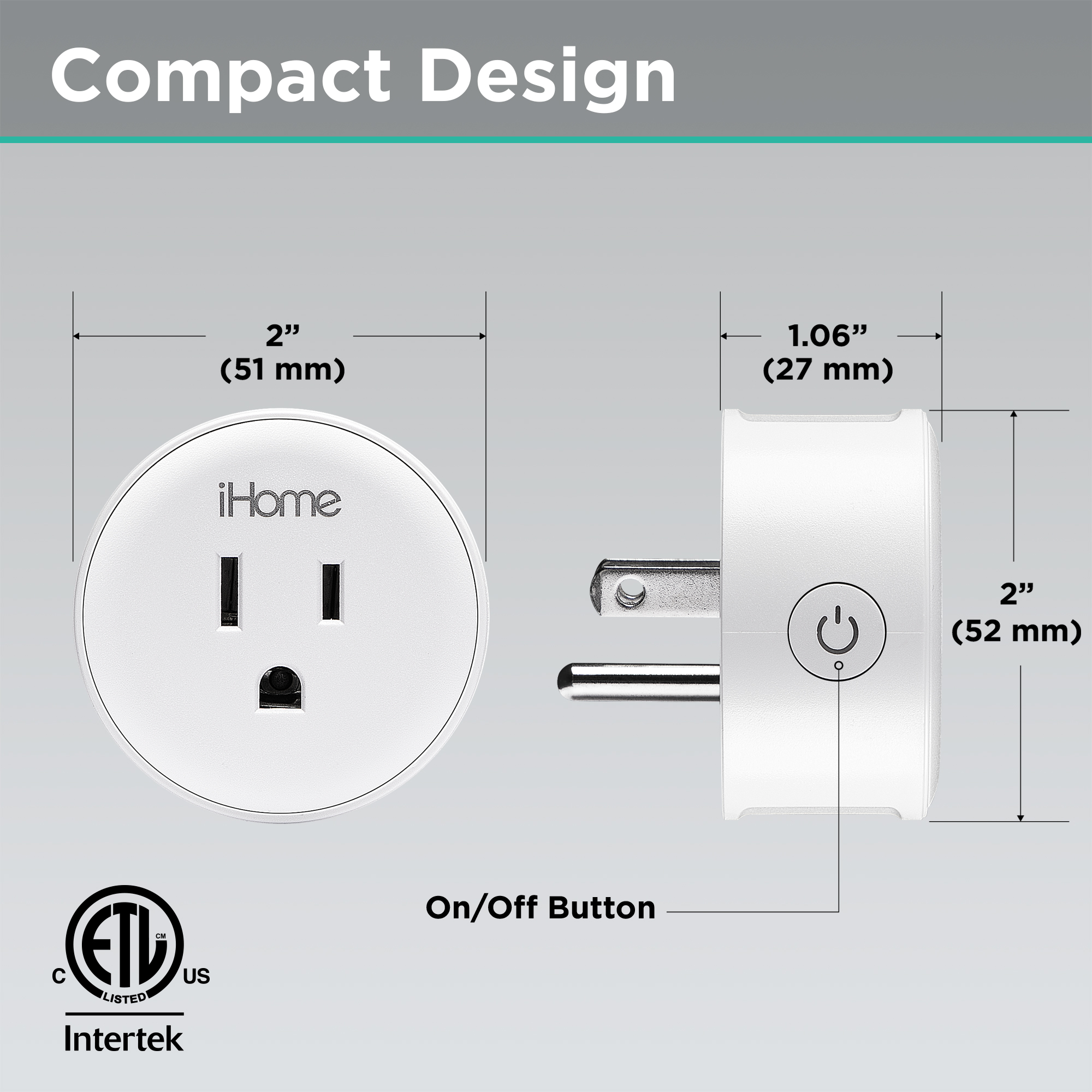 iHome Smart Plug 2-Pack, 10A Wi-Fi Outlet, White photo 3