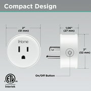 iHome Smart Plug 10A, Works with Alexa & Google Home, App Control, Single Pack, White
