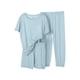 thumbnail image 1 of Odeerbi 3-12 Años Niñas Pijamas de Seda de Hielo Ropa de Dormir de Verano de Manga Corta Conjuntos de Pijama de Dos Piezas, 1 of 4