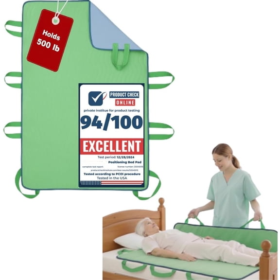 Premium Absorbent Positioning Bed Pad 34" X 52" with Handles Patient Transfer Sheet Bed Pads Washable Waterproof Bed Wetting Pads Absorbency Reusable Incontinence Pads for Adults Washable Protector
