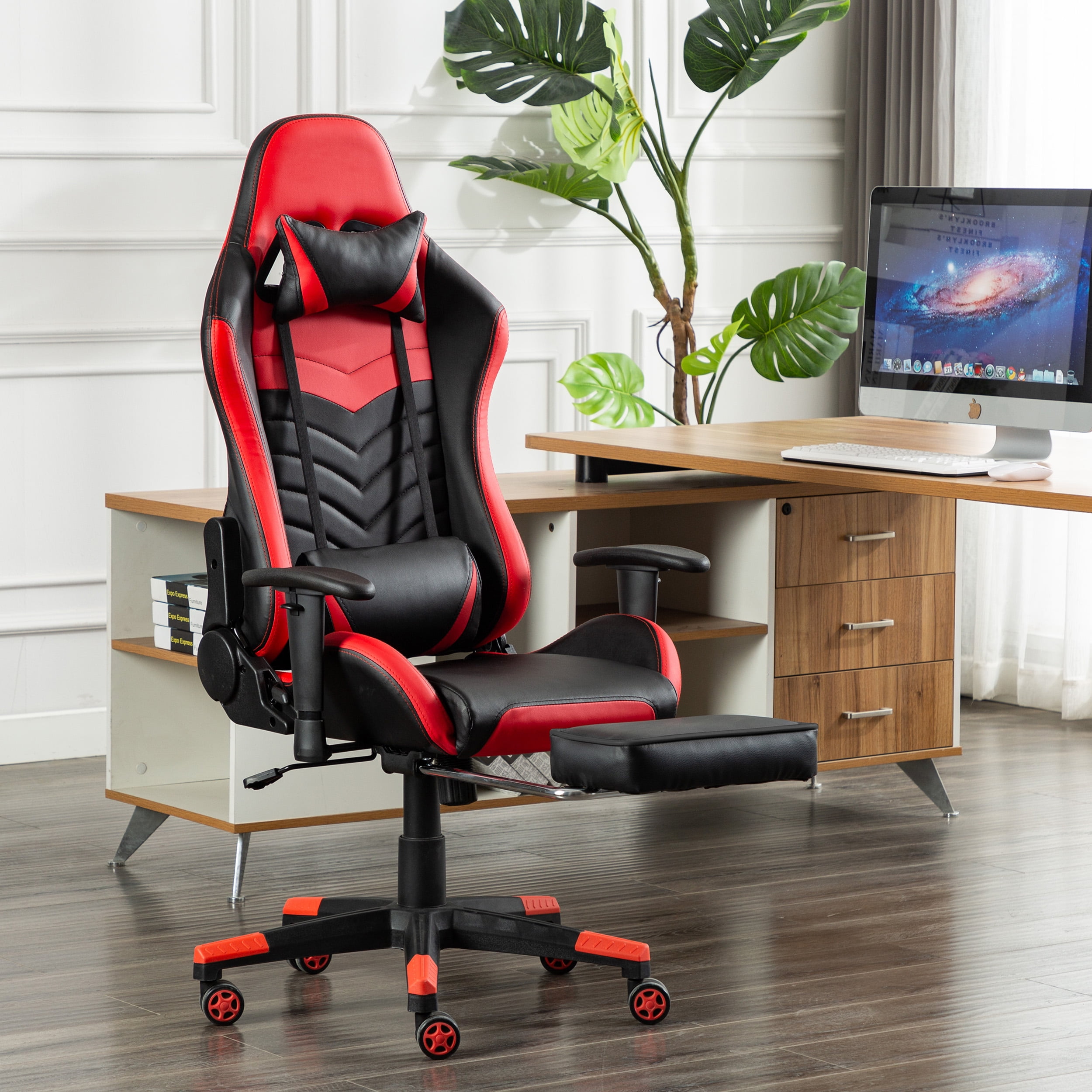 GameFitz Gaming Chair in Black and Red Walmart