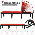 thumbnail image 4 of Gymax Patio Lounge Chair Rattan Chaise w/ Adjustable Red & Off White Cushioned, 4 of 7