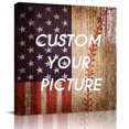 thumbnail image 2 of American Flag Vintage Wall Art Painting on Canvas, Farmhouse Baseball Blue Red Canvas Art Home Prints Wall Art Framed Modern Artwork for Living Room Bedroom Wall Decor 12x12in, 2 of 9
