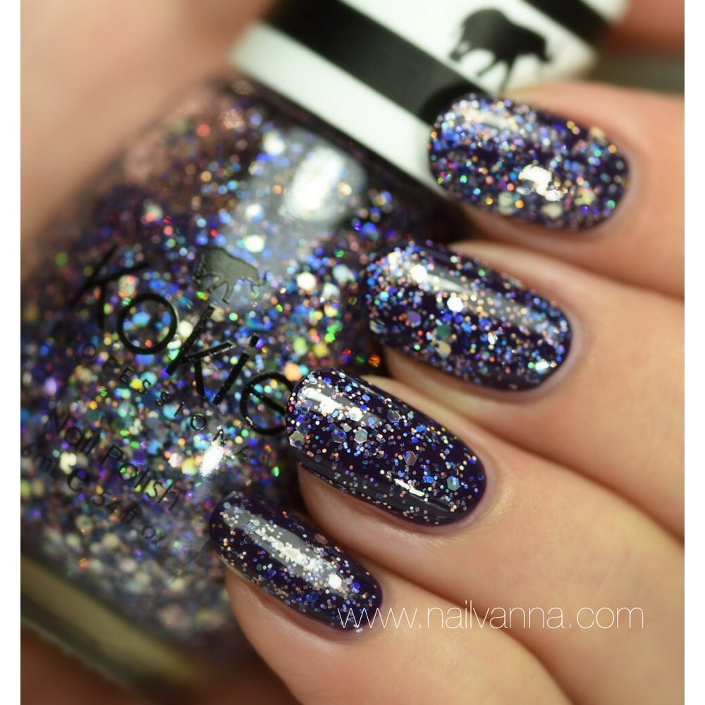 Kokie Professional Glitter Nail Polish, Center Stage Purple, 0.54 oz