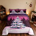 thumbnail image 2 of Manfei Christmas Tree Queen Comforter Set Holiday Comforter Sets Queen, Magenta Black 3 Pieces 1 Comforter and 2 Pillowcases, Pink Reversible, 2 of 6