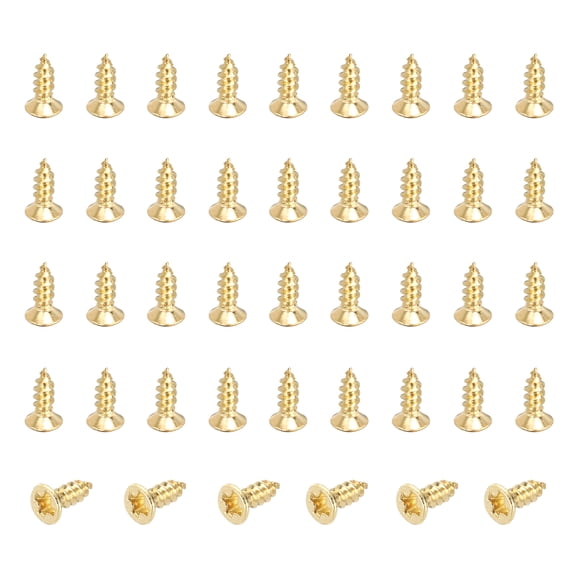 65 Pcs Brass Screws, M2 x 6mm Solid Phillips Flat Head Self-Tapping Wood Screw Fasteners for Woodworking Furniture Repair Photo Frame Drywall Home Appliances
