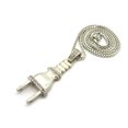 thumbnail image 3 of Polished Stud Power Plug Pendant with Chain Necklace - 2mm 24" Silver-Tone Box Chain, 3 of 4