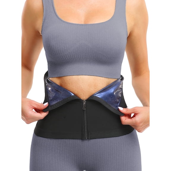 Foxqixa Women's Sauna Waist Trainer – Sweat-Enhancing Body Shaper for Fast Results, Tummy Control & Lumbar Support, Zip-Up Workout Shapewear for Gym, Yoga, Running