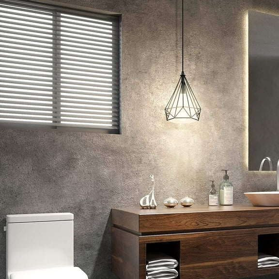 Industrial Plug-in Pendant Light Vintage Hanging Ceiling Lighting E26 Chandeliers Fixture with Metal Fabric Cage Shape On/Off Switch for Kitchen Island Dining Room Hallway Farmhouse