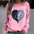 thumbnail image 2 of Luxalzxs Valentine Shirts for Women Casual Horse Heart-Shaped Print Raglan Long Sleeve Blouse Tops Sweatshirt Valentines Day Outfit, 2 of 4