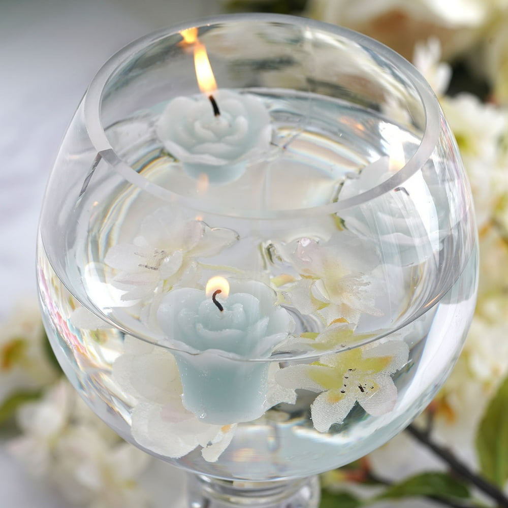 Efavormart Set of 60 Blue Mini Floating Rose Candle Ideal for