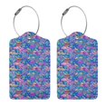 thumbnail image 3 of Disketp 2 Pcs Luggage Tag For Suitcase,Colorful Mushrooms Leather Baggage Tag With Stainless Steel Loop Privacy Cover For Women Men Girls, 3 of 5