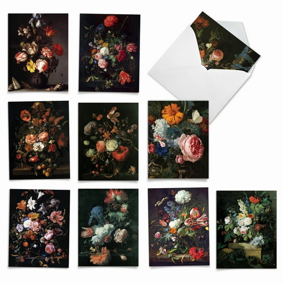 10 Thank You Cards Pack - Baroque Blooms