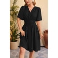 thumbnail image 4 of Women'S Dress 2025 Summer Deep V Neck Elegant Ruffle Mini Dress Waist Dresses Black XL, 4 of 9