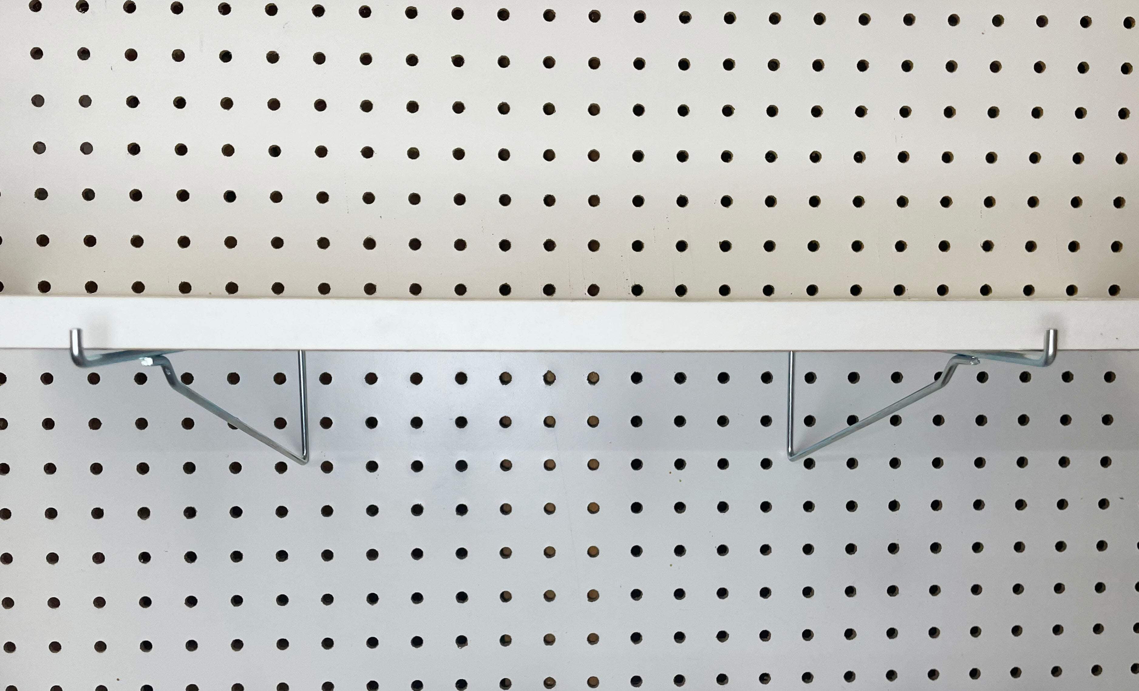 (8 Pack) 12 Inch Metal Peg Hook Shelf Brackets for 1/8" 1/4" Pegboard  Slatwall