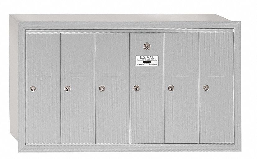 Vertical Mailbox - 6 Doors - Aluminum - Recessed Mounted - USPS Access