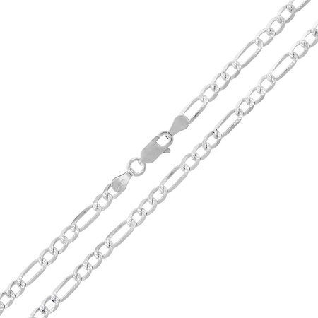 Solid Sterling Silver Figaro Chain Sterling Silver Italian 3.5mm Figaro Link Diamond-Cut ITProLux Solid 925 Necklace Chain 16