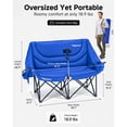 thumbnail image 3 of ABORON Oversized Blue Double Chair for Camping, Double Camping Couch with Phone Holder, Folding Blue Double Size Couch Loveseat for Outdoors, Supports up to 1200 lbs, 3 of 8