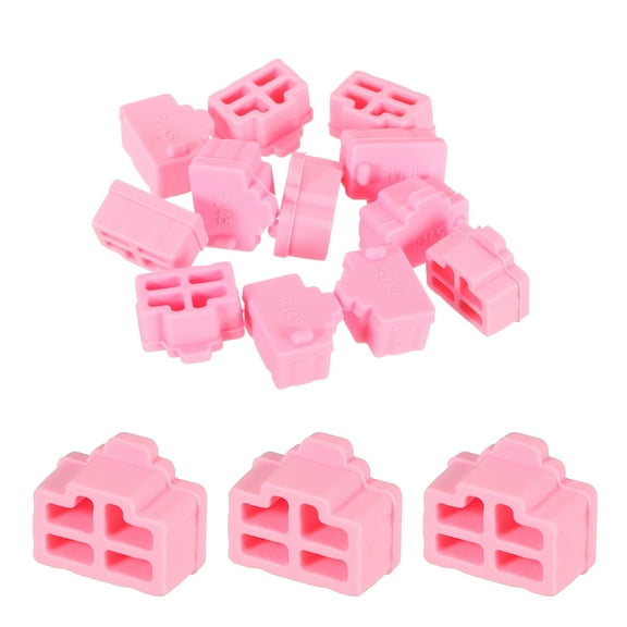 RJ45 Port Duct Covers Caps Port Silicone Plugs Protector for RJ45 Female End, Pink Pack of 25