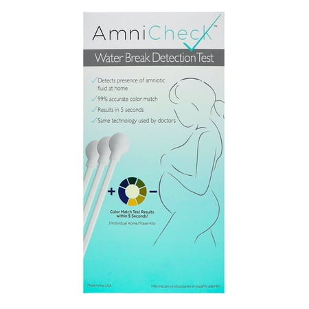 AmniCheck At Home Water Break Detection Test for Amniotic Fluid Pregnancy - FDA registered, Fast and 99% Accurate - Includes 3