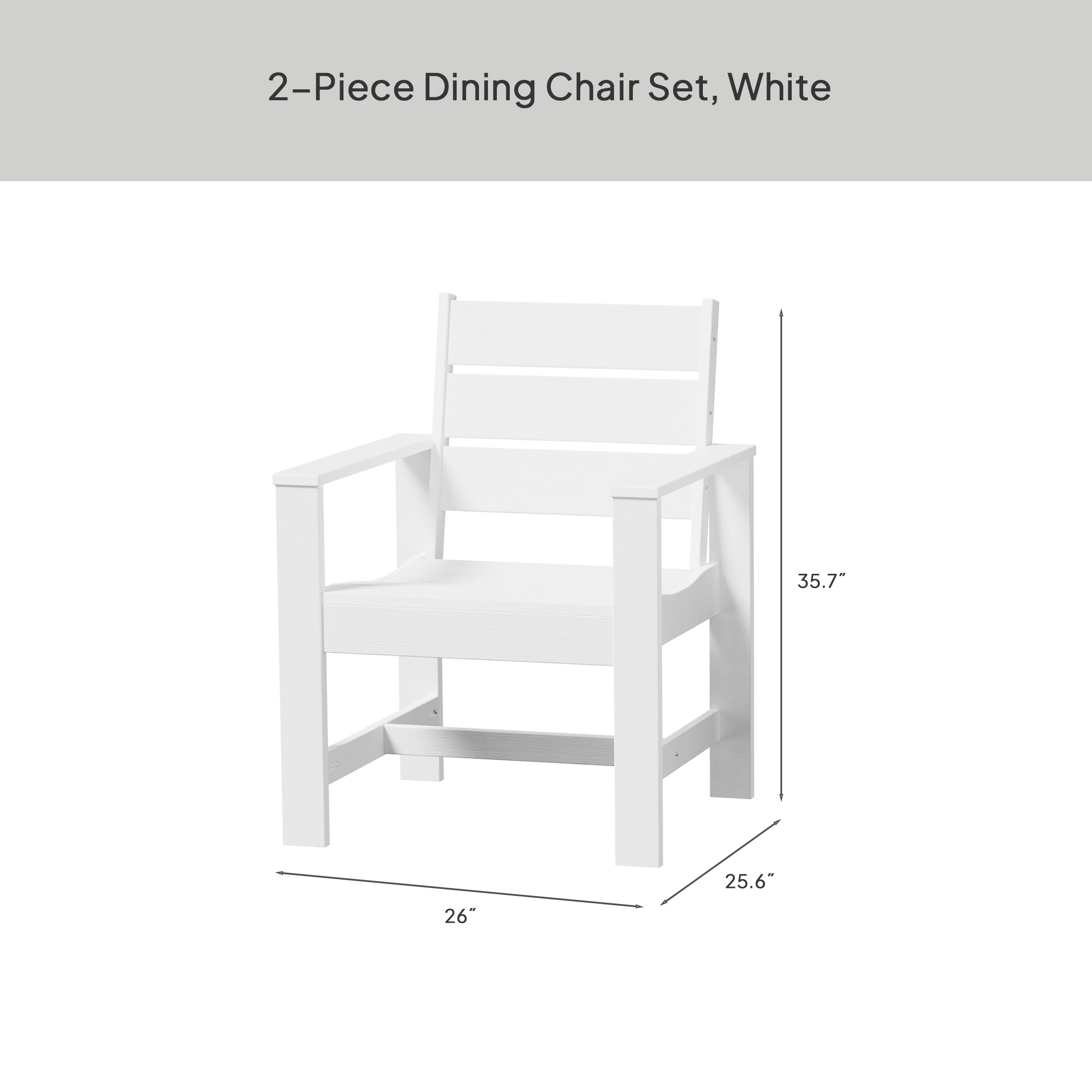 Better Homes & Gardens Ezra Outdoor HDPE Dining Chair 2-Pack, White