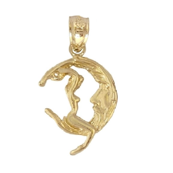 14k Yellow Gold Moon Rider 3D (3 Dimensional) Pendant