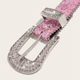 thumbnail image 4 of Zwiiyzr Women's Elegant Leather Belts Rhinestone Sequin Adjustable Tight Waistband Leather Belts For Women Christmas Holiday Gifts Pink Free Size, 4 of 5