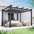 thumbnail image 3 of MELLCOM Retractable Pergola 10x13 ft, Waterproof Sun Shelter with Dual-Side Adjustable Coverage, Aluminum Frame with Locking Straps and Screws, for Patio Deck, Gray, 3 of 8